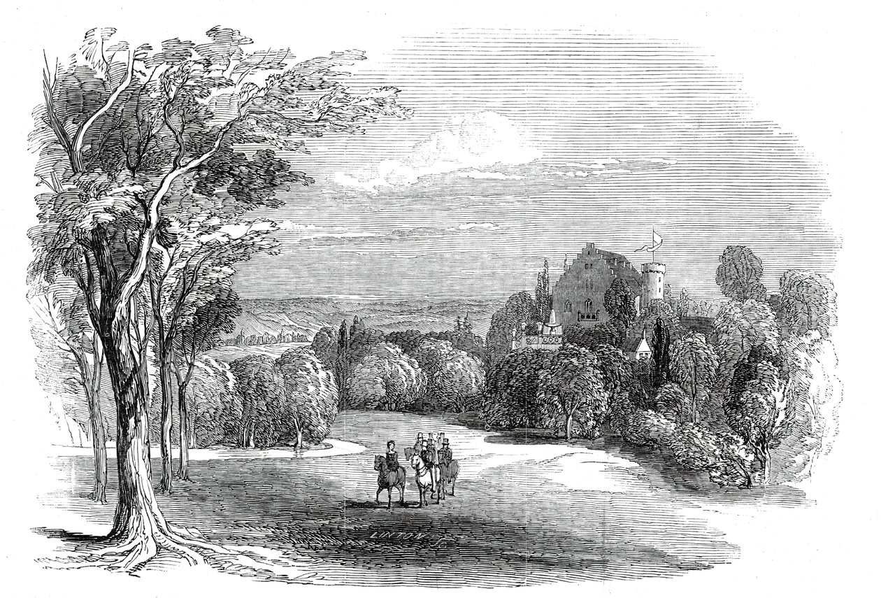 Schloss Rosenau, nær Coburg - fra Hans Kongelige Høyhet Prins Alberts tegning, 1845. av W. J. Linton