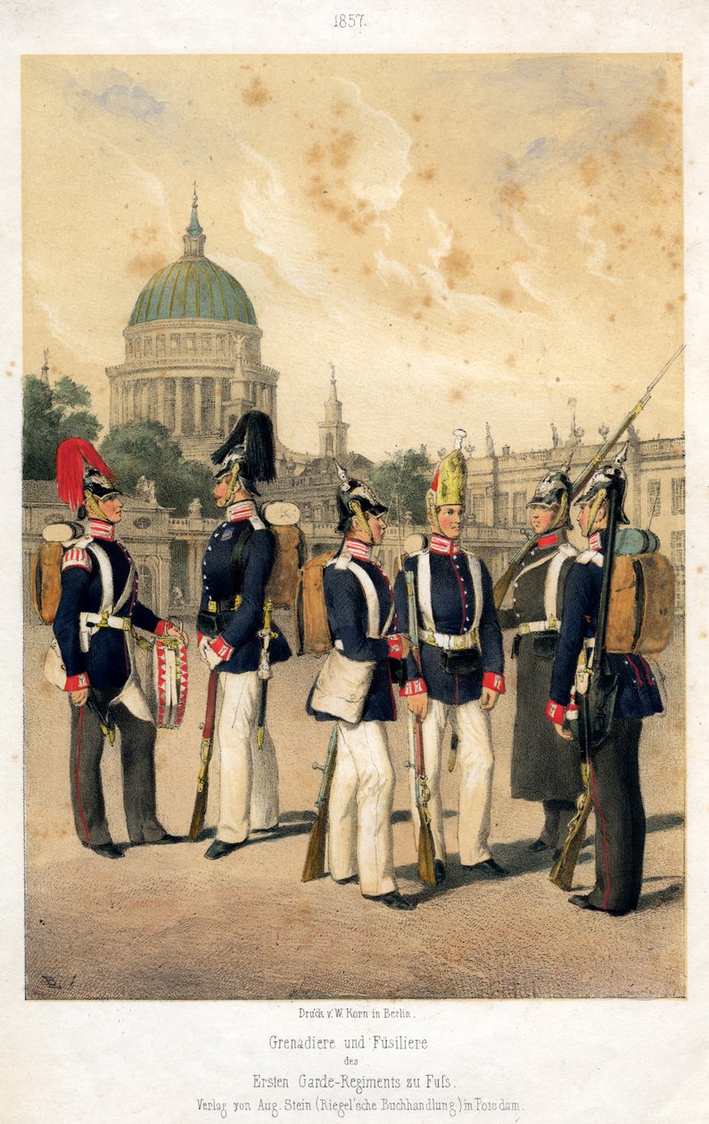 Grenadierer og fusiliere fra den prøyssiske hæren, 1857. av W Korn