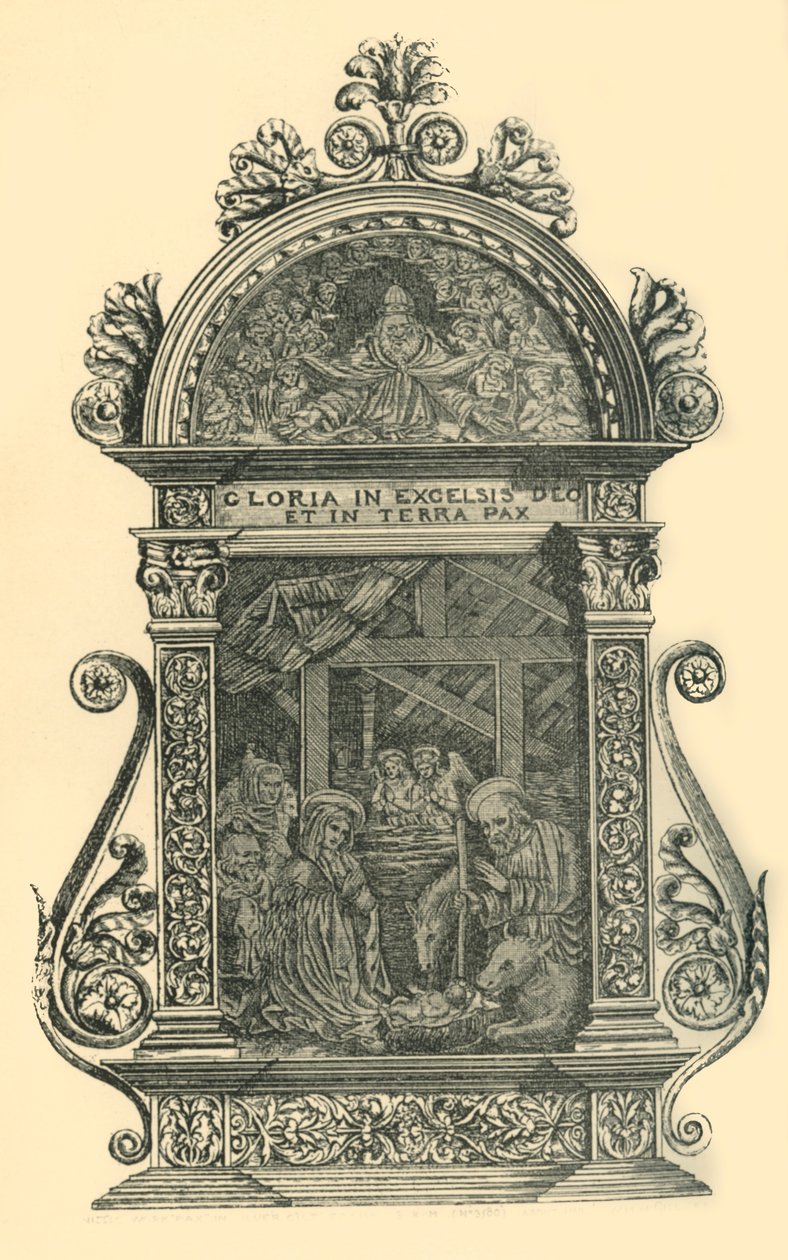 Sølvpax med julekrybbe, tidlig på midten av 1800-tallet, 1881. av W. M. McGill