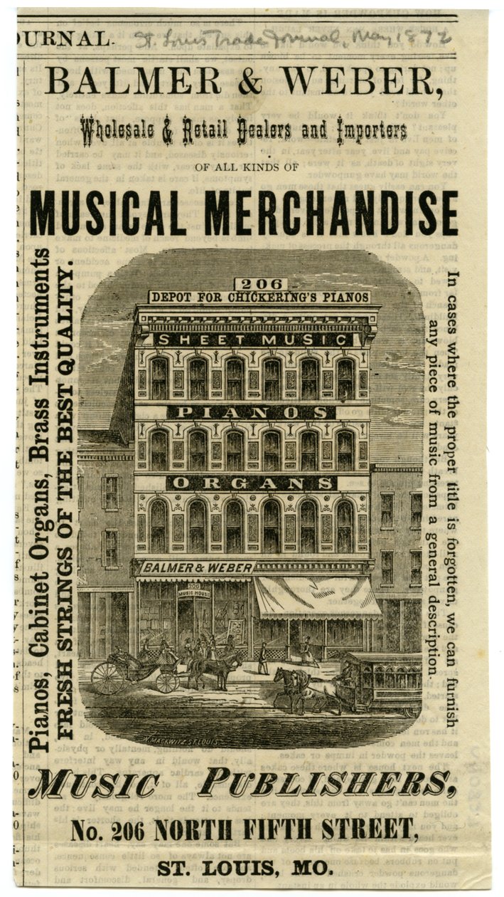 Balmer og Weber Engros- og detaljforhandlere og importører av musikalske varer, 206 North Fourth Street. av W. Mackwitz