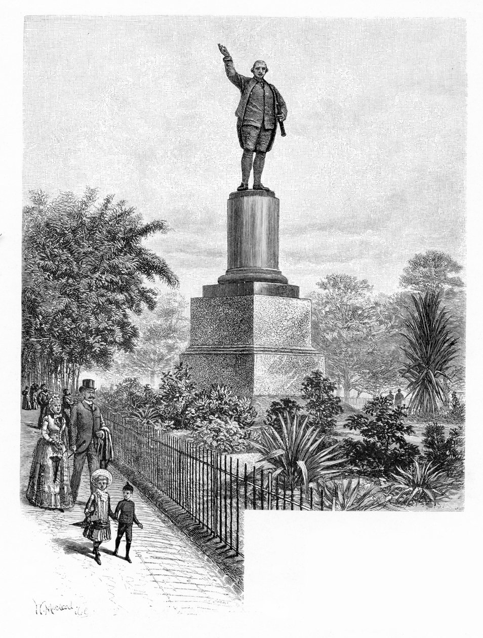 Cooks monument, Hyde Park, Sydney, Australia, 1886. av W. Macleod