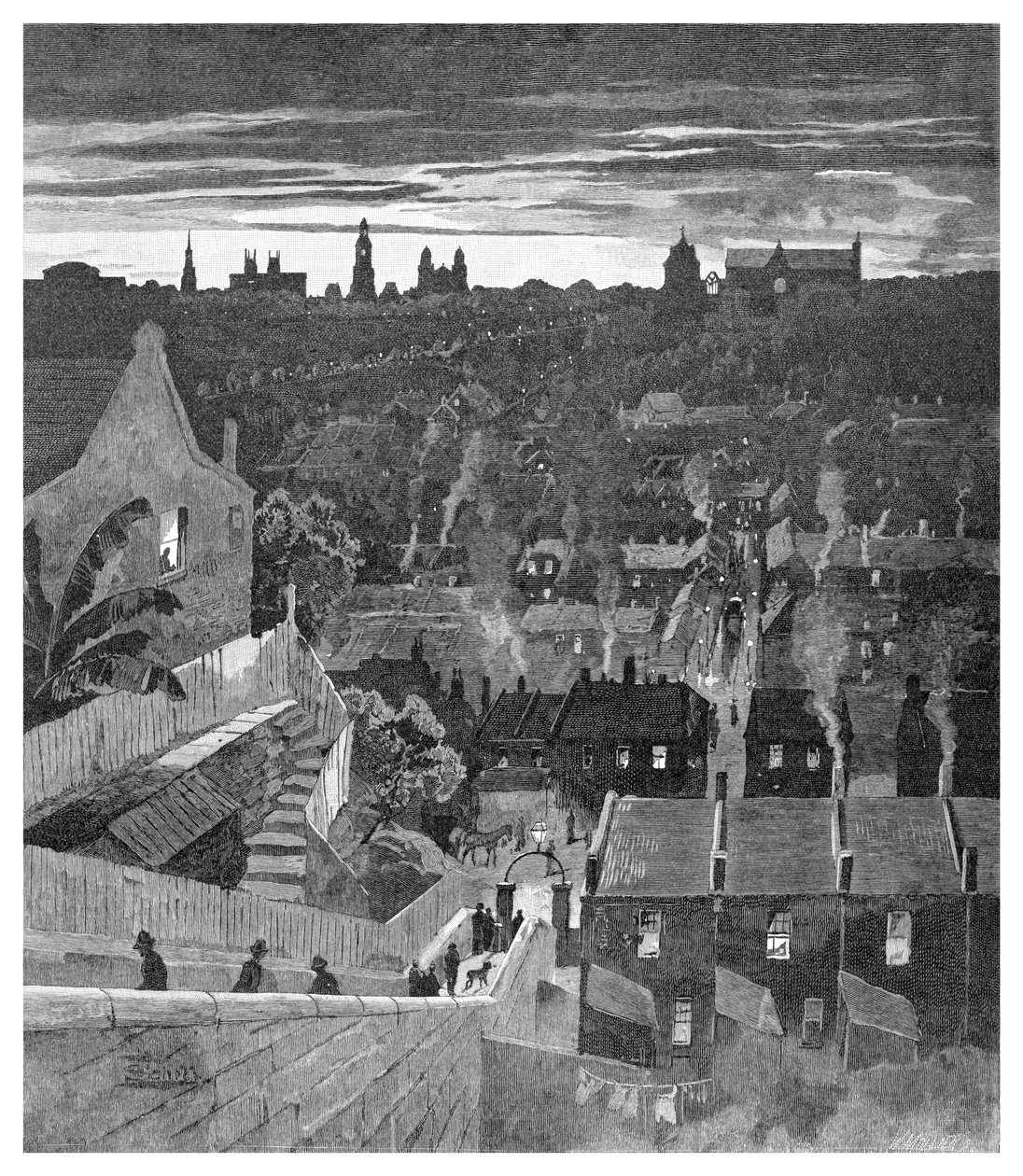 Et glimt av Sydney fra Darlinghurst, New South Wales, Australia, 1886. av W. Mollier