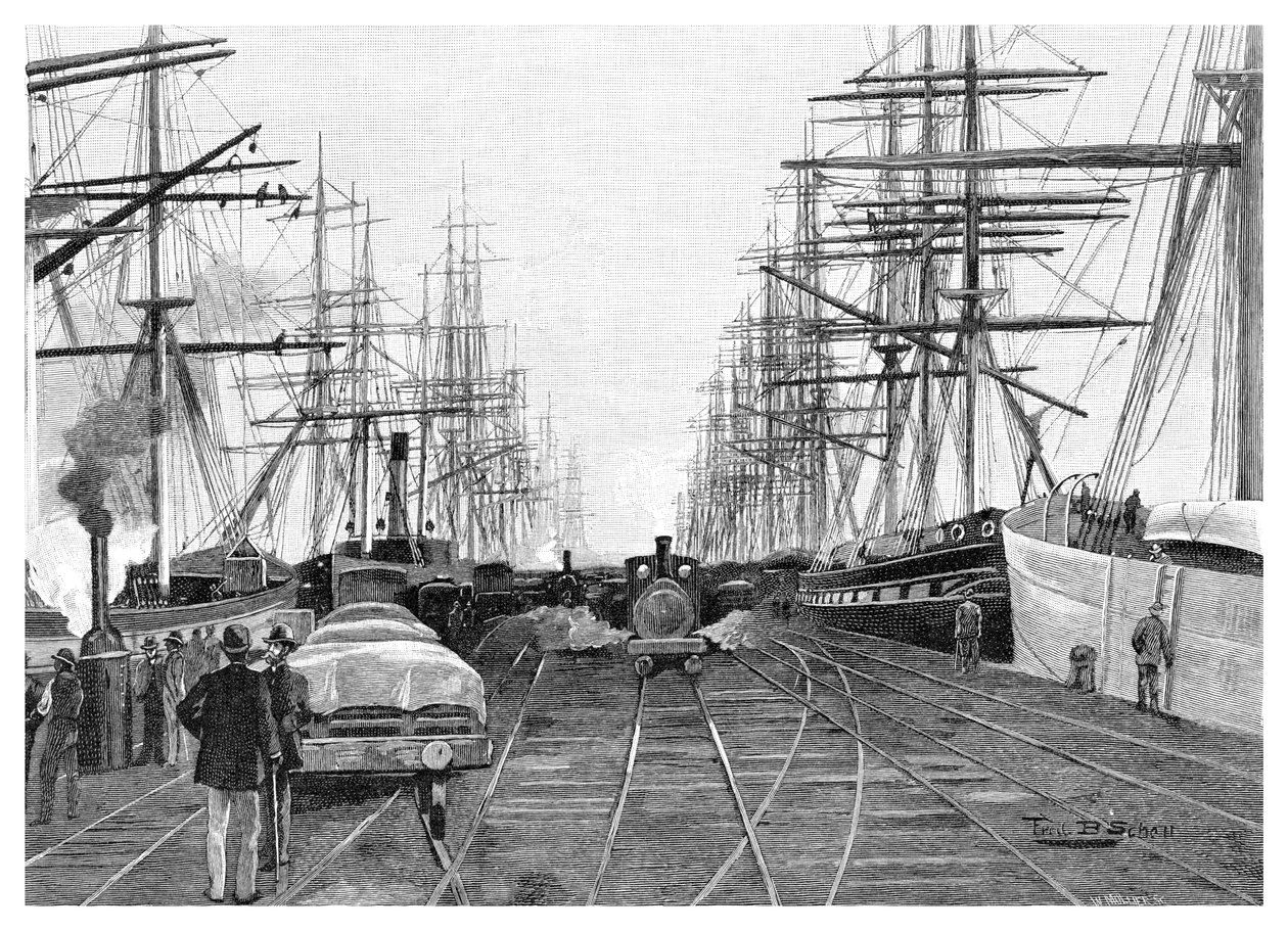 Port of Melbourne, Victoria, Australia, 1886. av W. Mollier