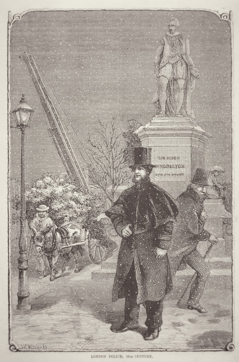 London-politimann på 1850-tallet (gravering) av W. R. (after) Woods