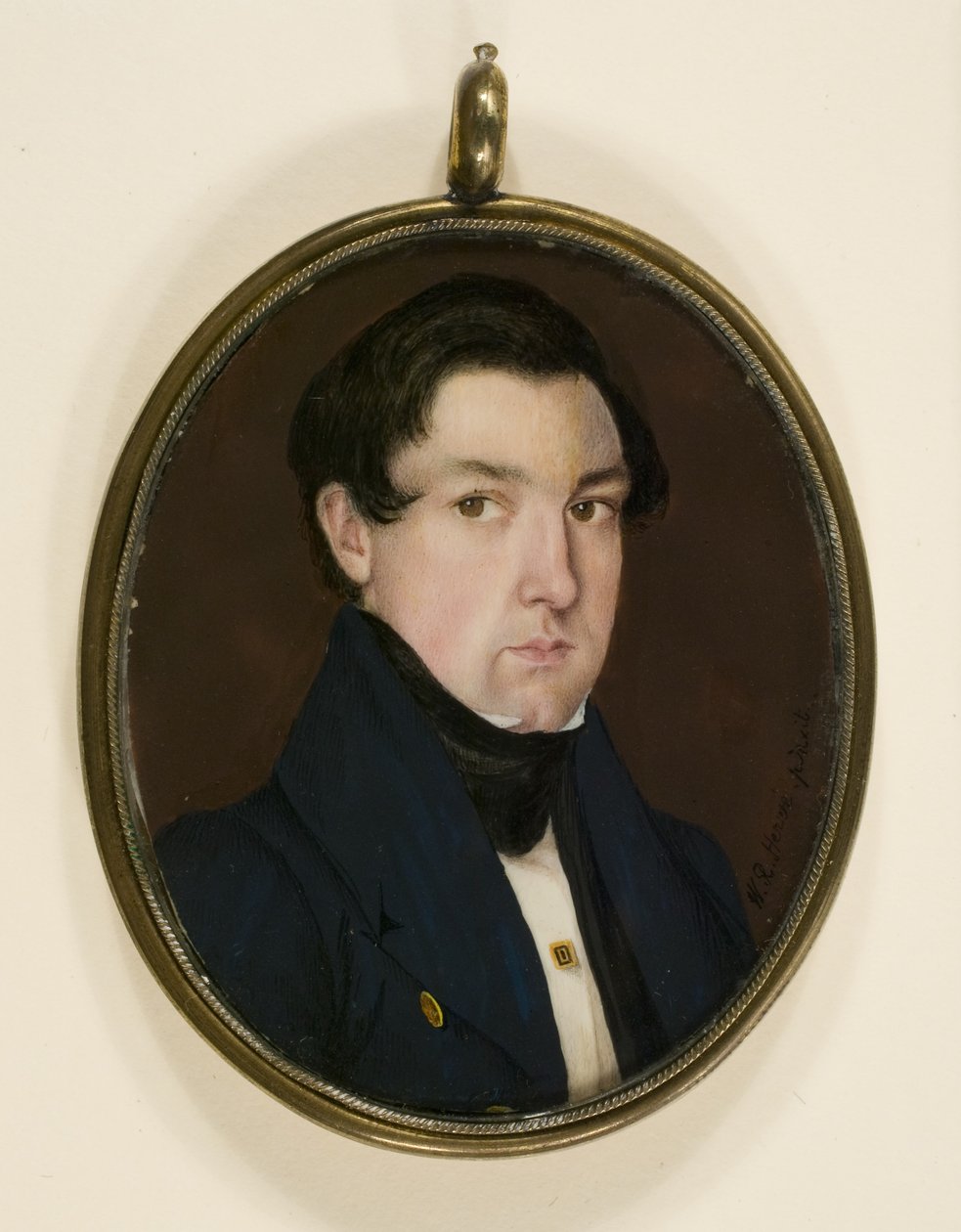 Miniatyrportrett av Ebenezer White, ca. 1837 (akvarell på elfenben, lær, kobberlegering og glass) av W. R. Herve