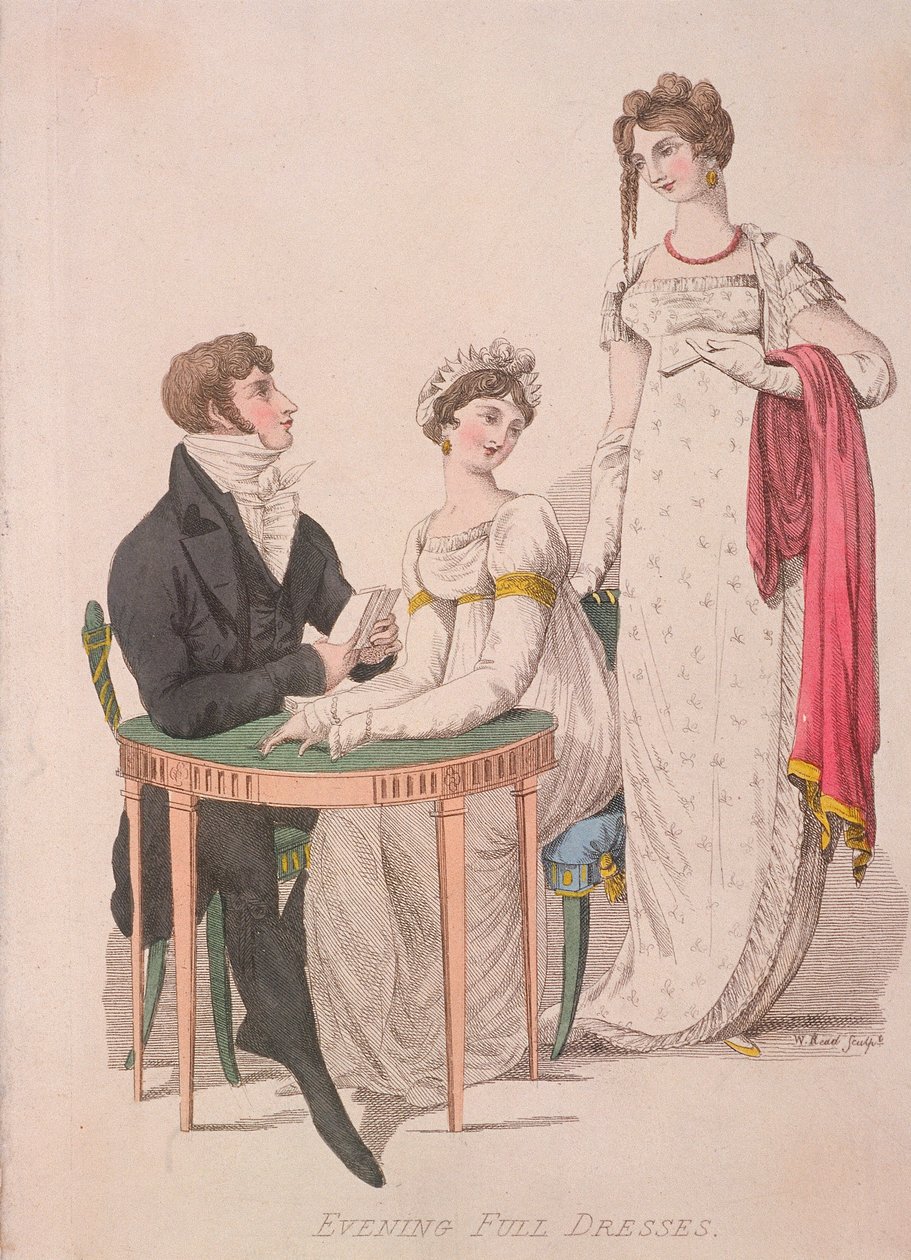 To kvinner og en mann iført hel aftenkjole, c1810 av W Read