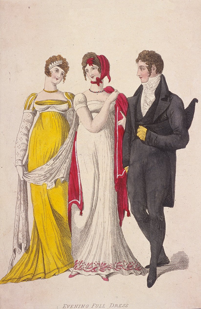 To kvinner og en mann iført hel aftenkjole, c1810 av W Read