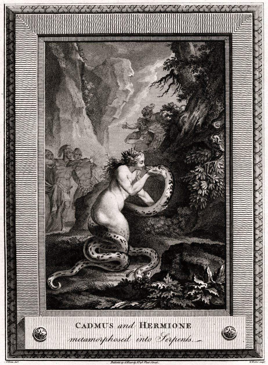 Cadmus og Hermine, metamorfosert til slanger, 1776 av W. Walker