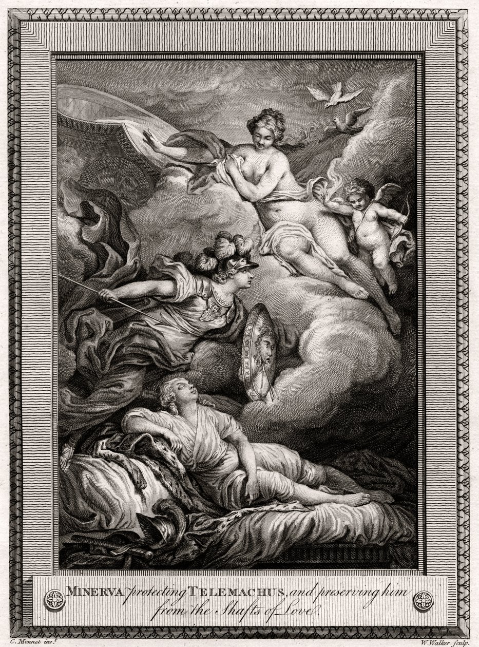 Minerva beskytter Telemachus og bevarte ham fra kjærlighetens aksler, 1775. av W. Walker