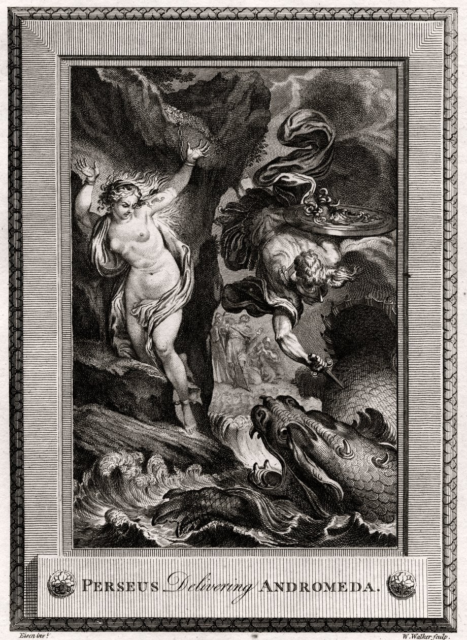 Perseus leverer Andromeda, 1775 av W. Walker