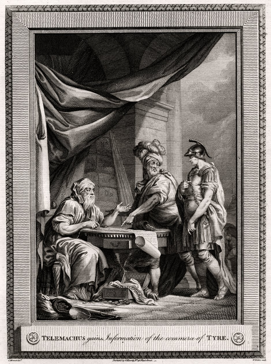 Telemachus får informasjon om handelen til Tyrus, 1775 av W. Walker
