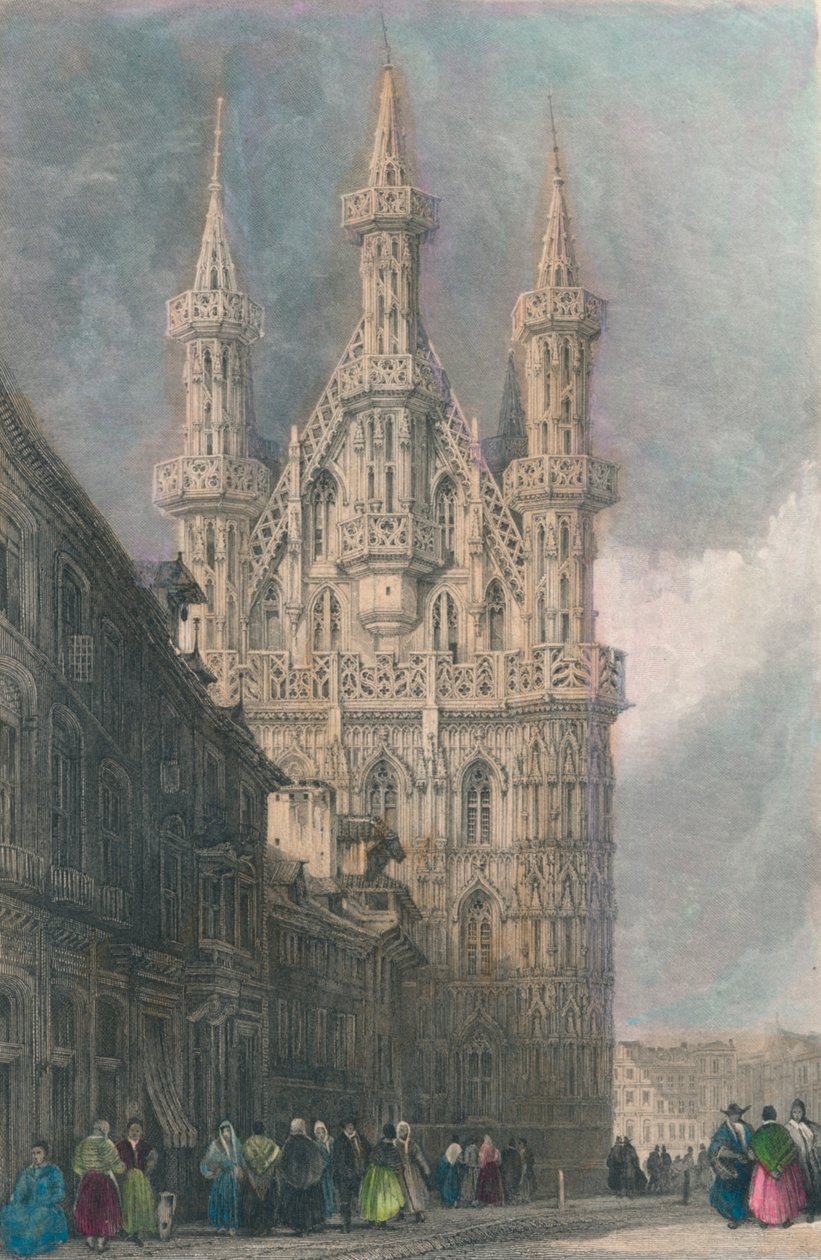 Hotel De Ville, Louvain, 1800-tallet. av W. Wallis