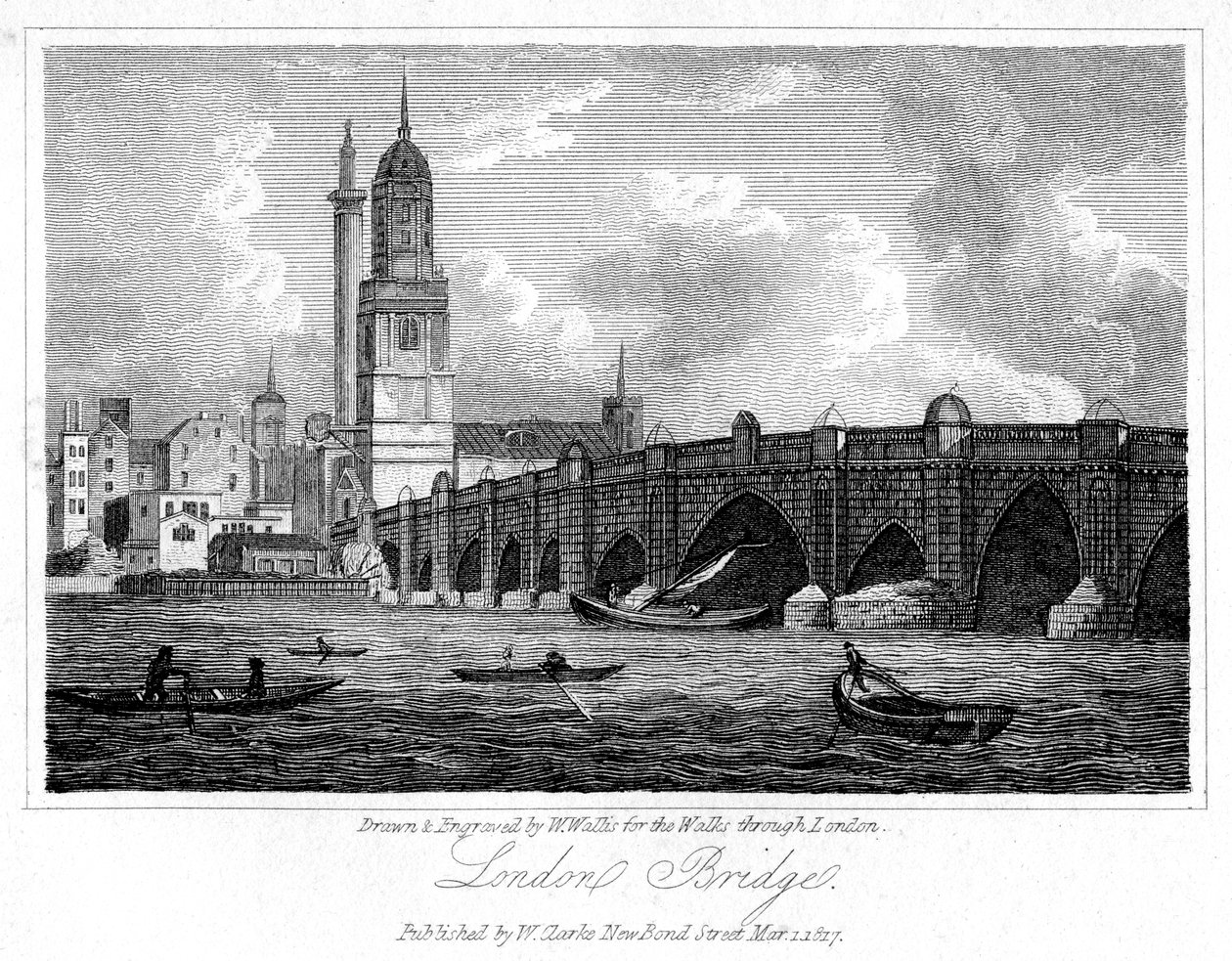 London Bridge, London, 1817. av W. Wallis