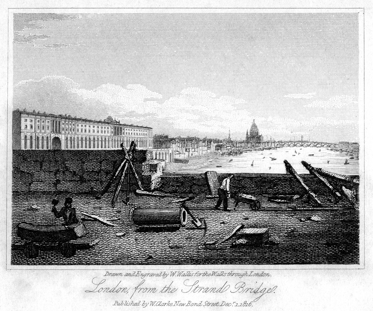 London fra Strand Bridge, 1816. av W. Wallis