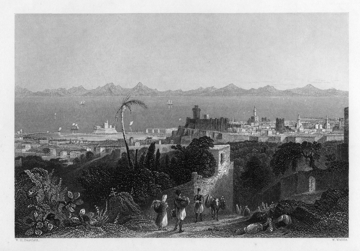 Rhodos, fra Heights nær Sir Sidney Smiths Villa, 1841 av W. Wallis