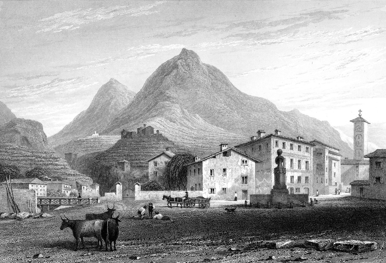 Sondrio, Lombardia, Italia, 1828. av W. Wallis