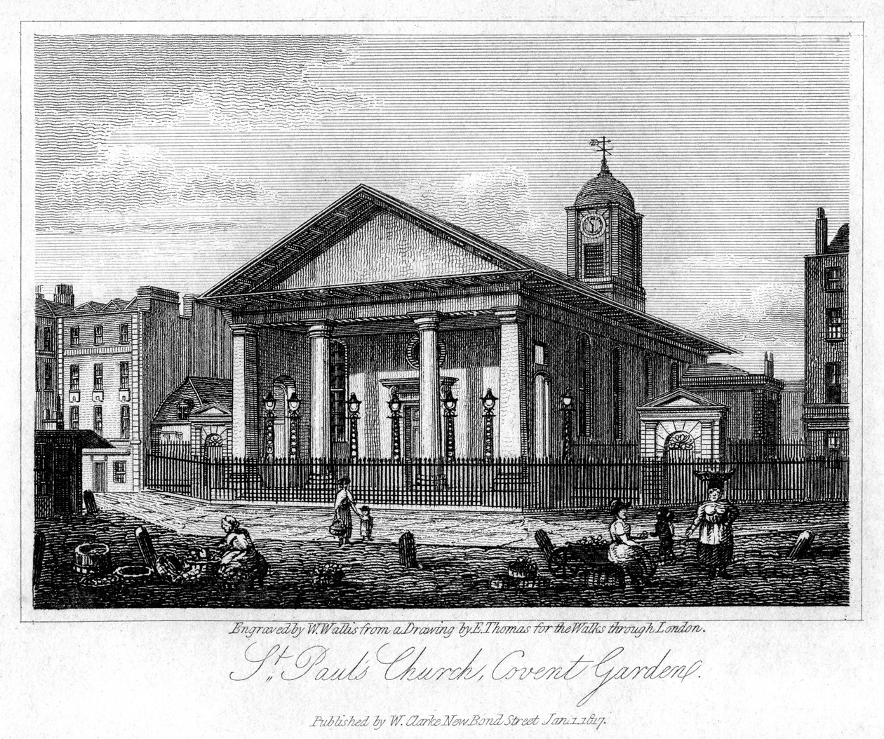 St Pauls Church, Covent Garden, Westminster, London, 1817. av W. Wallis