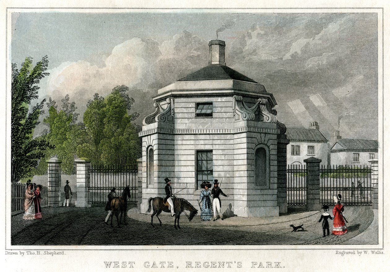 West Gate, Regents Park, London, 1800-tallet. av W. Wallis