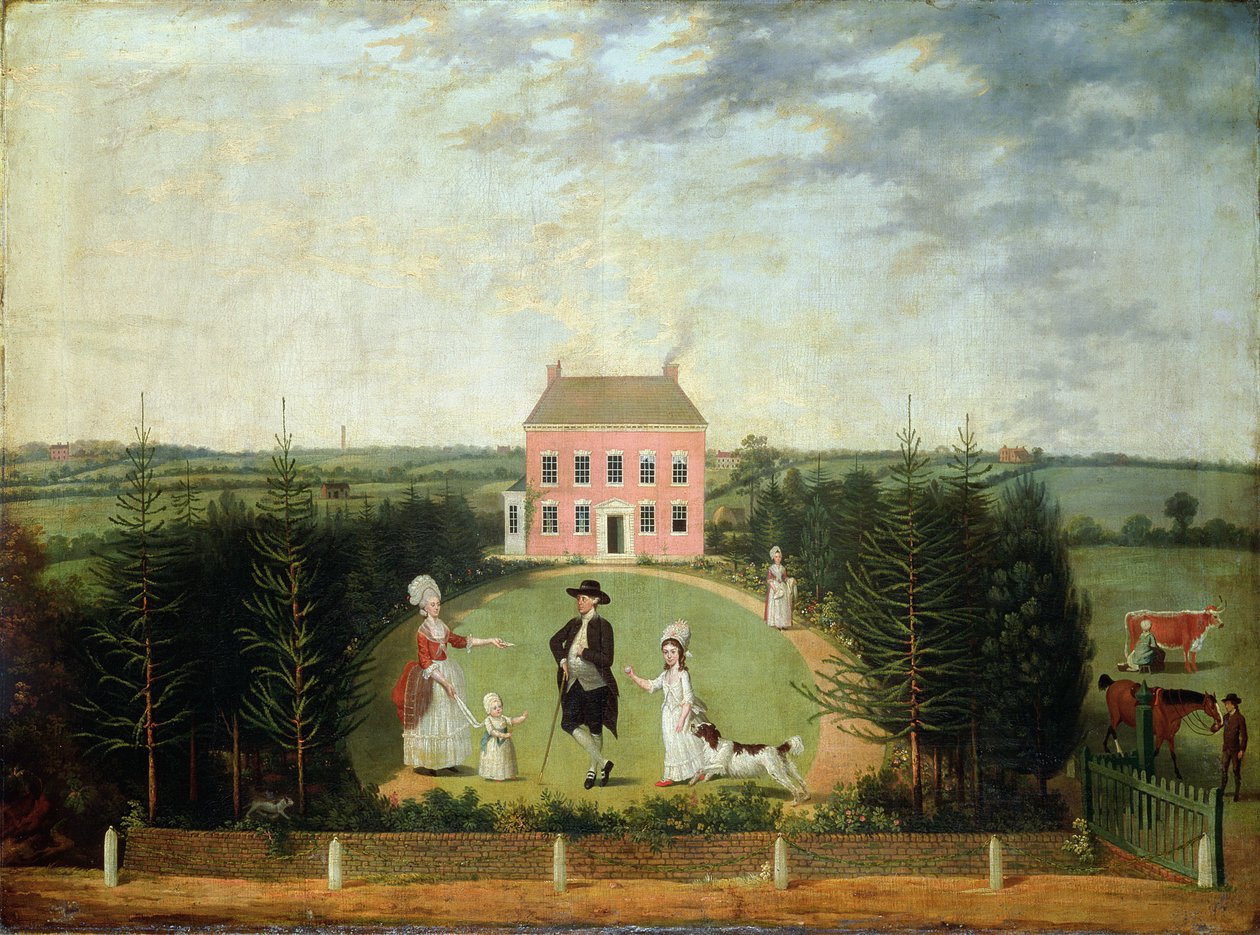 Samtalestykke før huset på Monument Lane, Edgbaston, 1770-1820 av W. Williams