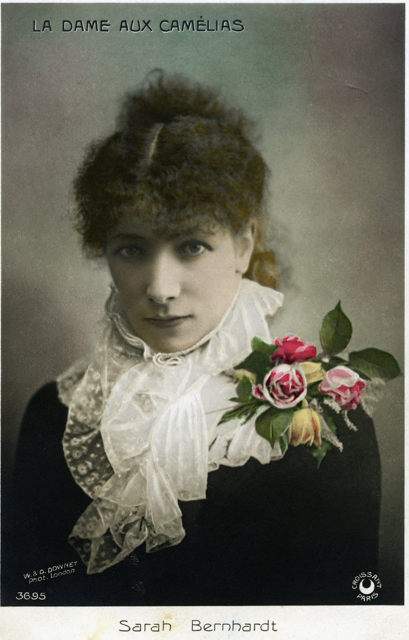 Henriette Rosine Bernard alias Sarah Bernhardt (1844-1923) som "The Lady of the Camellias" av Alexandre Dumas Jr. (foto) av W. and D. Downey