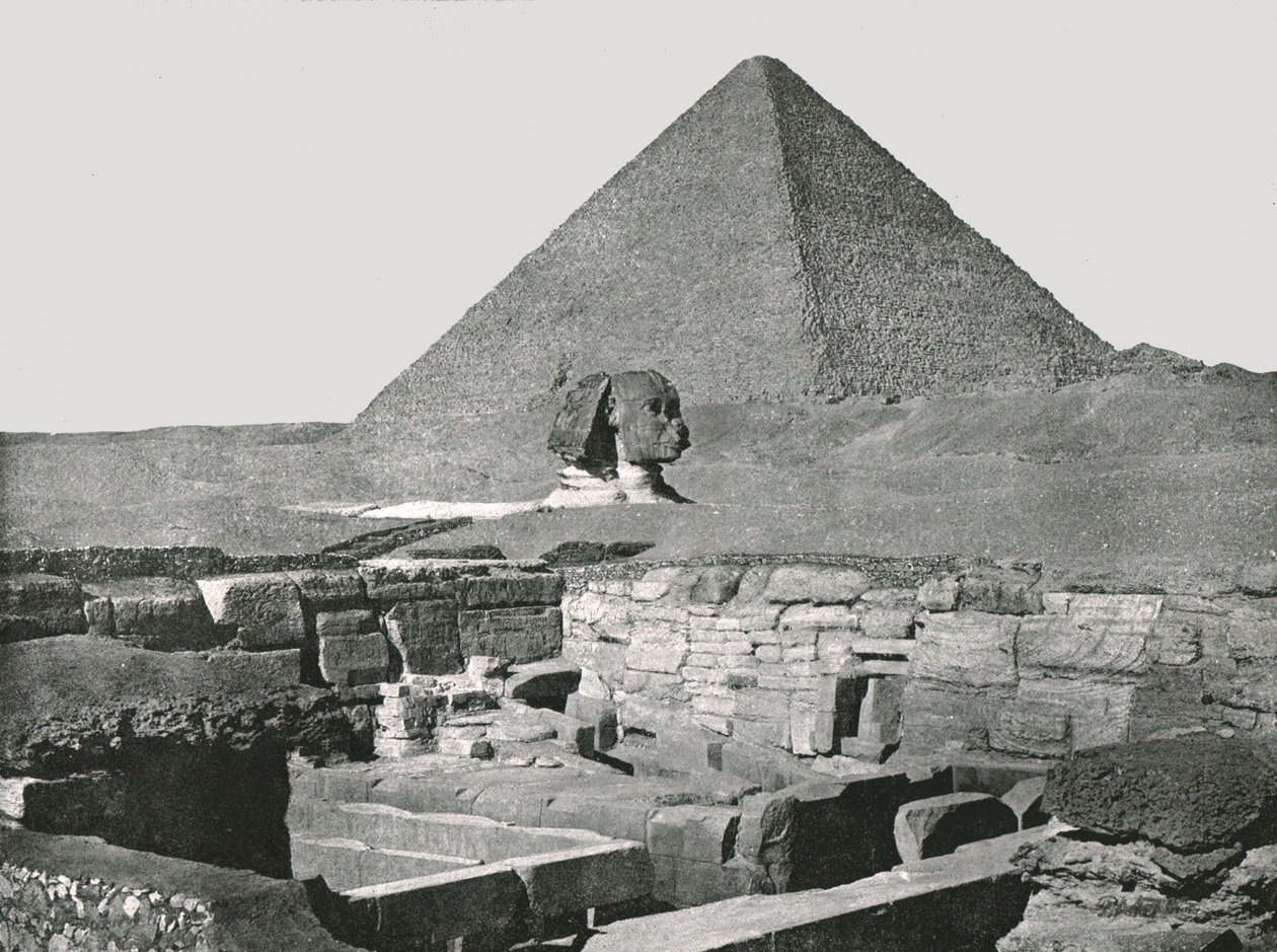 Den store pyramiden, sfinksen og Chafea-tempelet, Gizeh, Egypt, 1895. av W and S Ltd