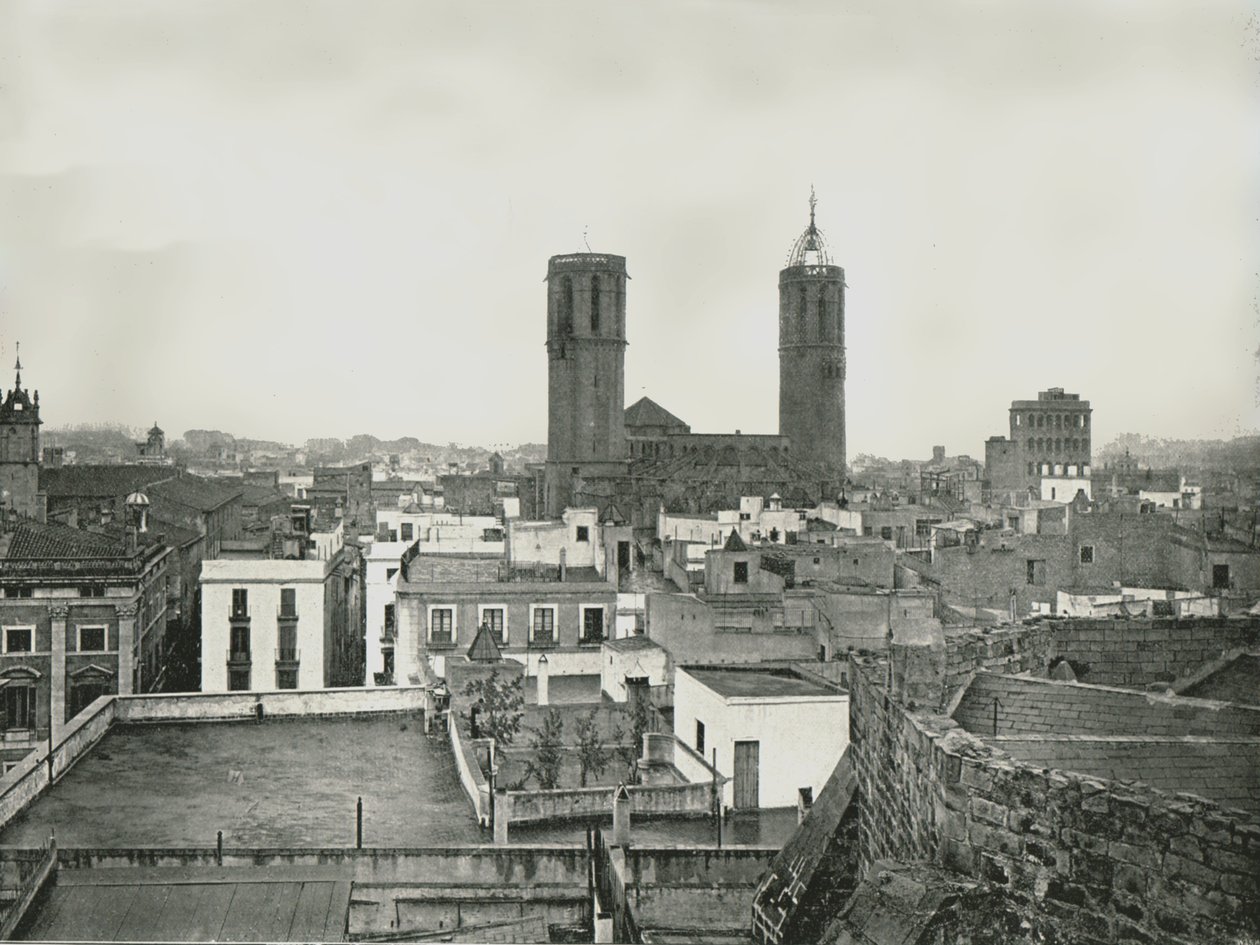 En del av den gamle byen med katedralen, Barcelona, Spania, 1895. NOT av W and S Ltd