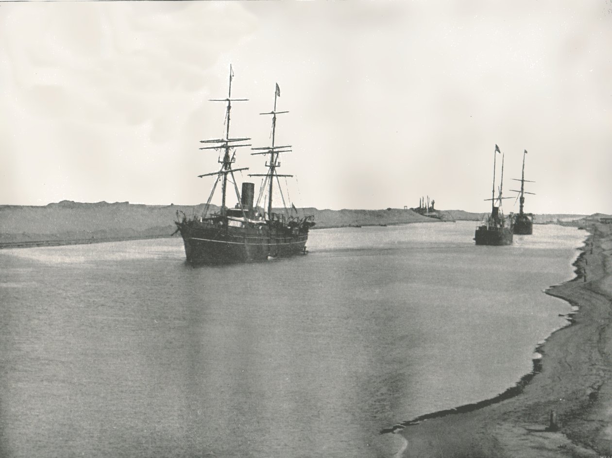 Skip på Suez-kanalen, Kantara, Egypt, 1895. av W and S Ltd