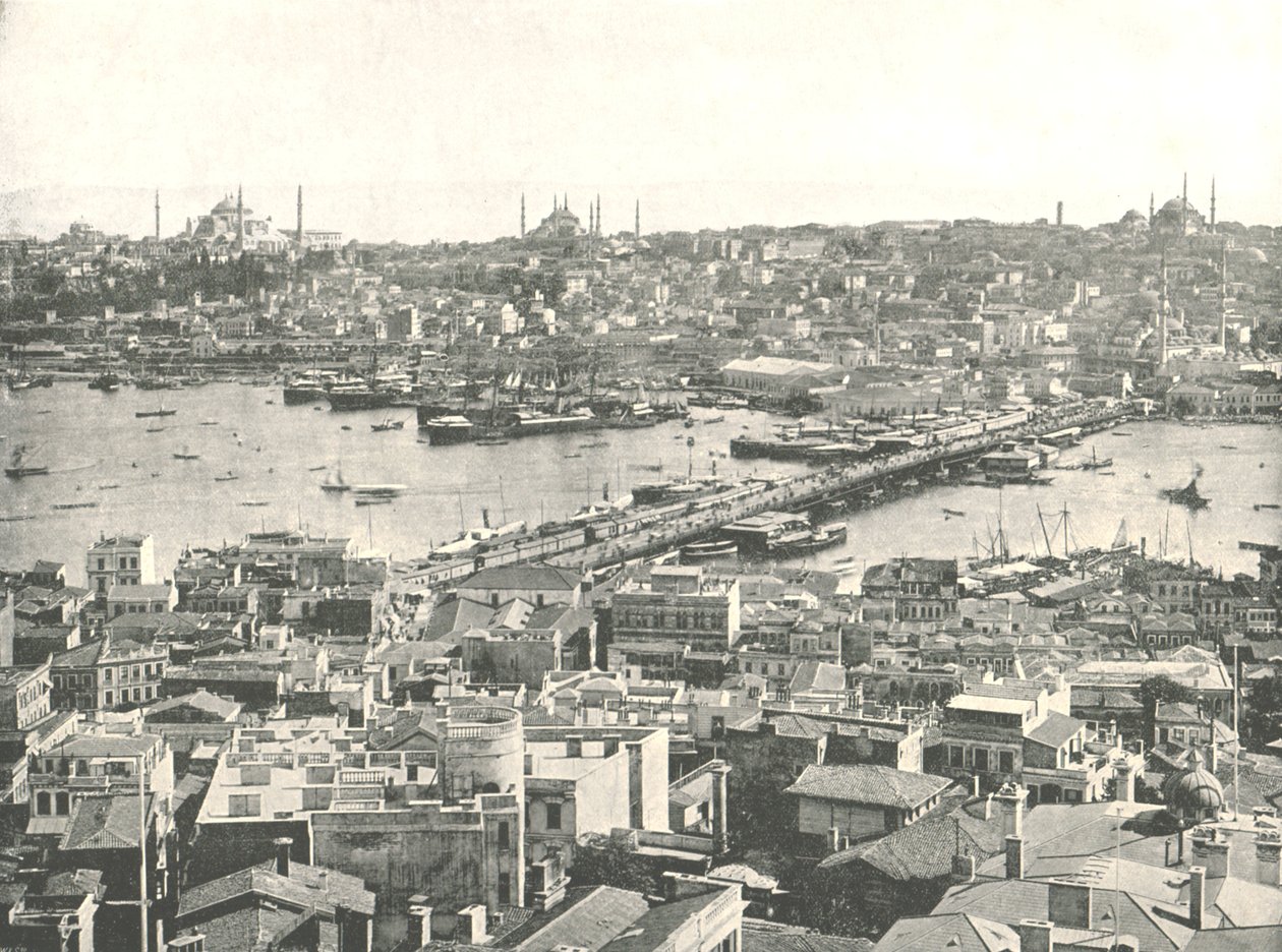 Galata-broen over Det gylne horn, Konstantinopel, Det osmanske riket, 1895. av W and S Ltd