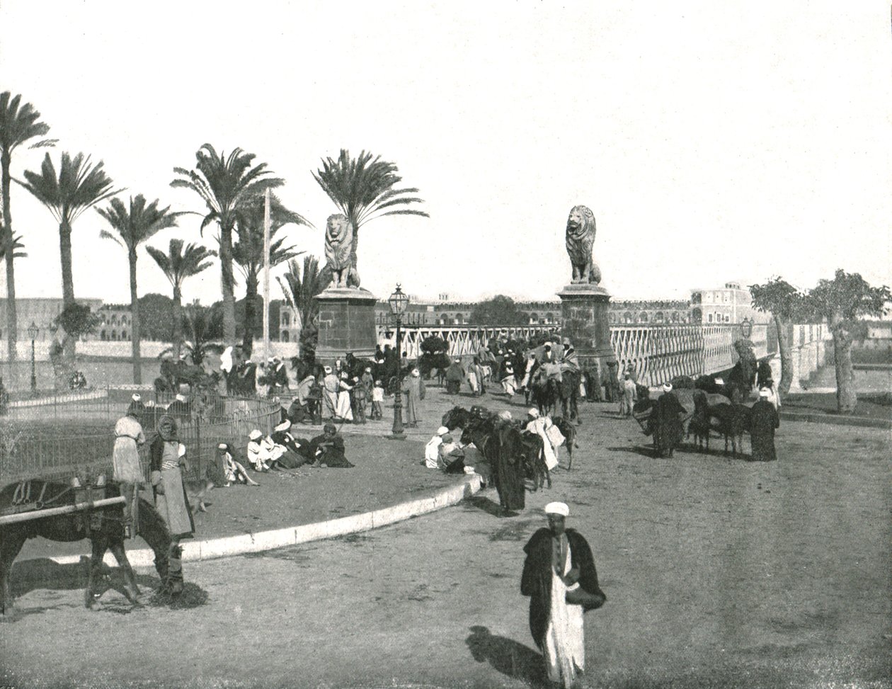 Kasr-el-nil-broen, Kairo, Egypt, 1895. av W and S Ltd