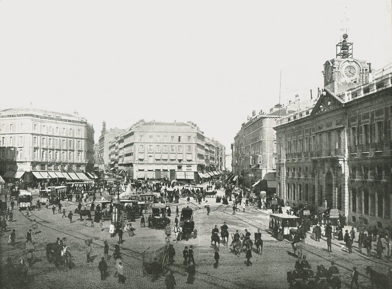 Puerta del Sol, Madrid, Spania, 1895. av W and S Ltd