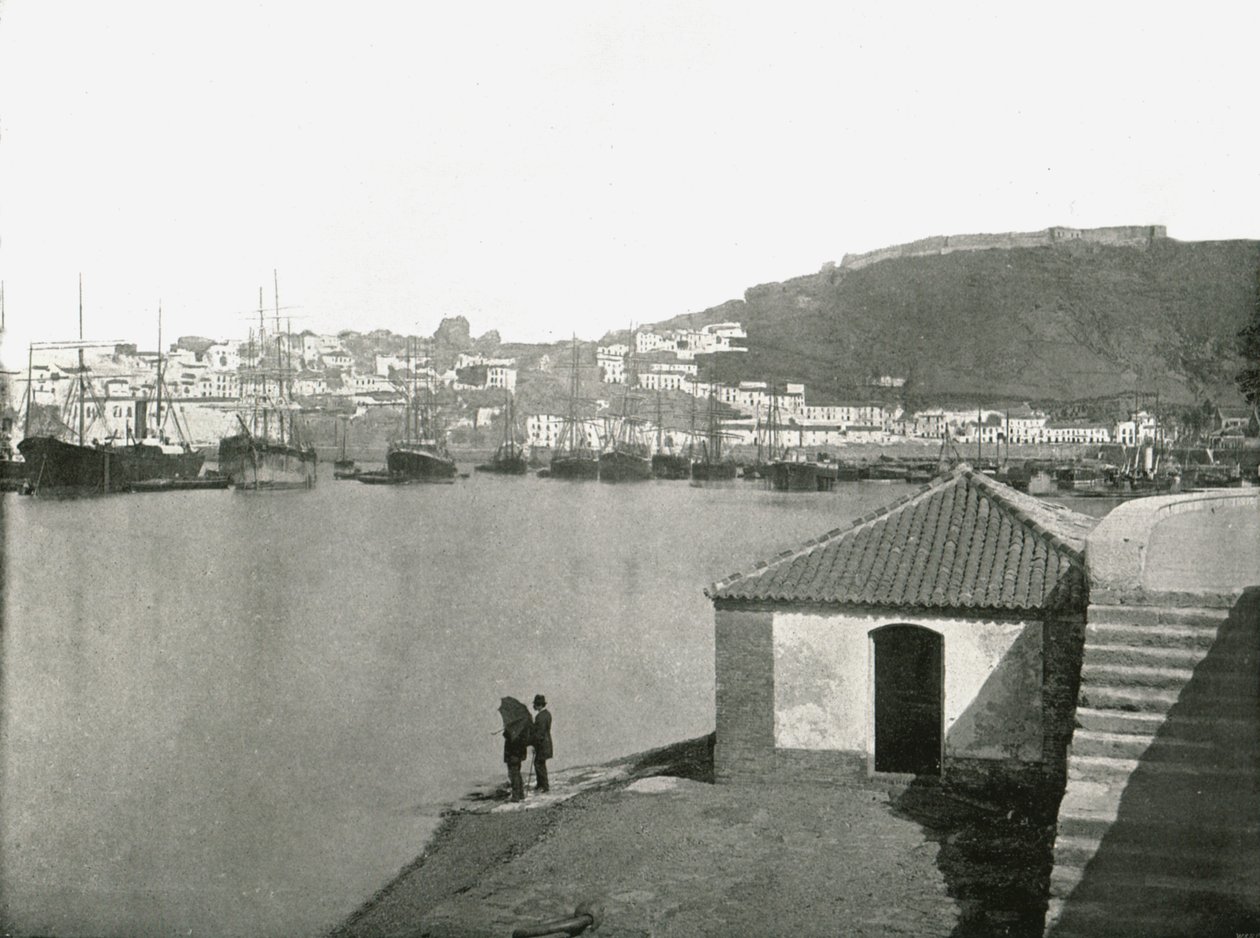 Byen og havnen i Malaga, Spania, 1895. av W and S Ltd