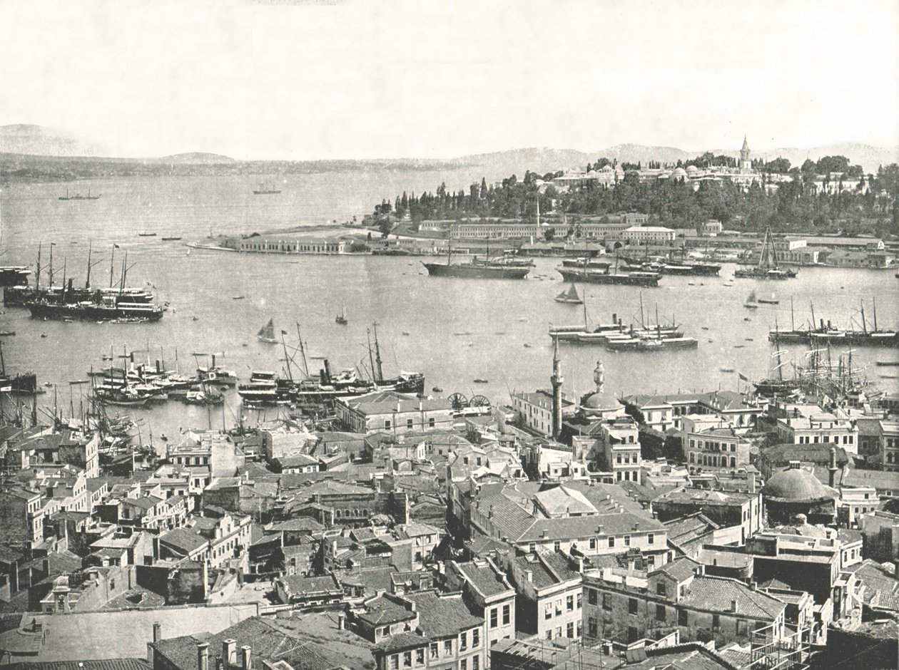 Inngangen til Det gylne horn, Konstantinopel, det osmanske riket, 1895. av W and S Ltd