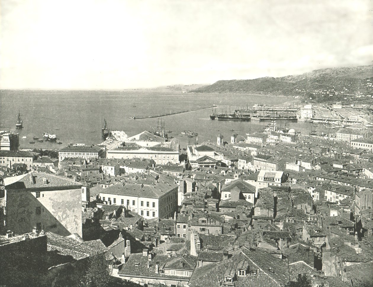 By og havn, Trieste, Italia, 1895. av W and S Ltd