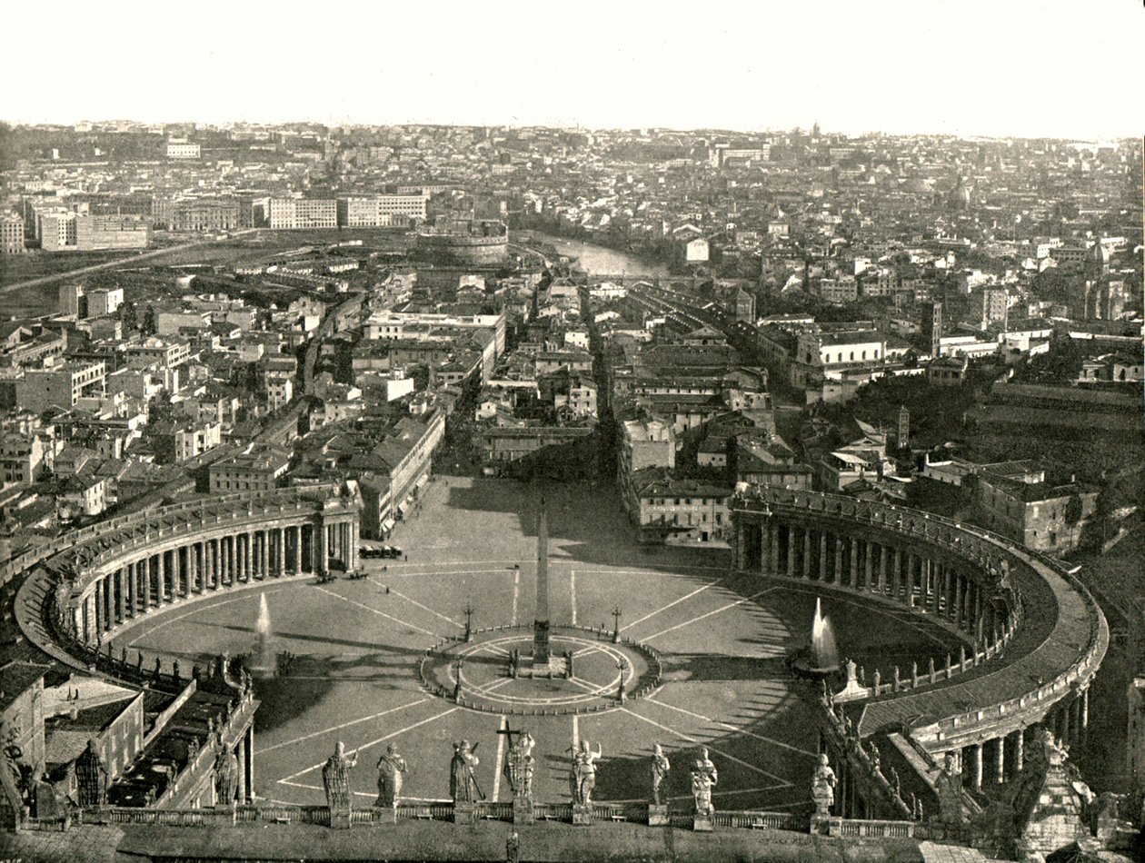 Utsikt fra kuppelen til St Peters, Roma, Italia, 1895. av W and S Ltd