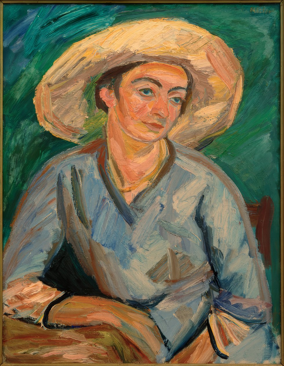 Kvinne med hatt (Oda Rösler) av Waldemar Rosler