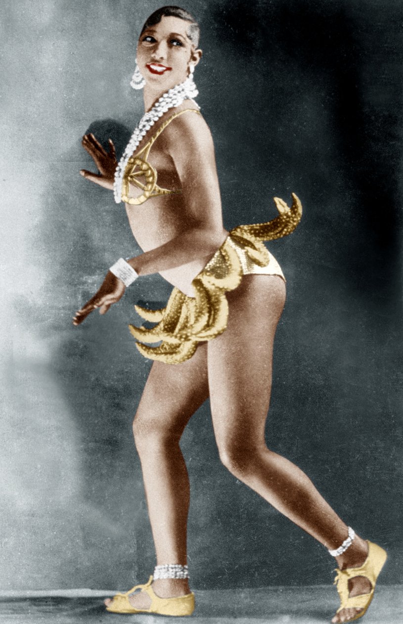 Josephine Baker (1906-1975) på Folies Bergere i Paris med bananbelte av Walery