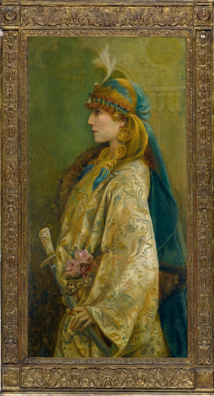 Portrett av Sarah Bernhardt som Roxanna i ""Adrienne Lecouvreur"" av Robertson, Walford Graham (1867-1948). Olje på lerret, størrelse: 122x61 av Walford Graham Robertson