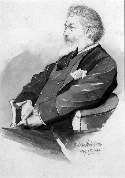 Portrett av Frederic, Lord Leighton (1830-96) 1892 (blyant og vask på papir) av Walker Hodgson