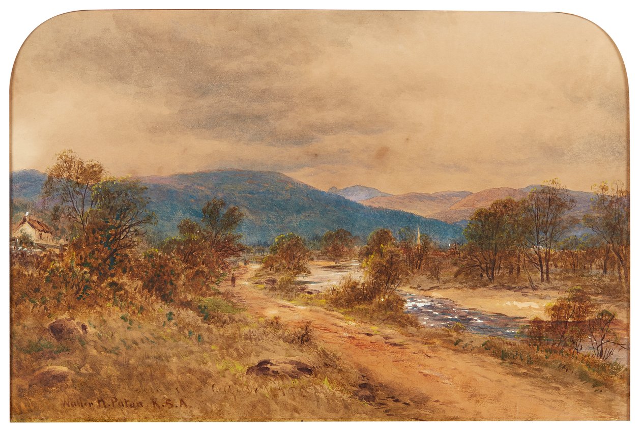 The Road to Glen Cluny, Braemar - 1876 (akvarell) av Waller Hugh Paton