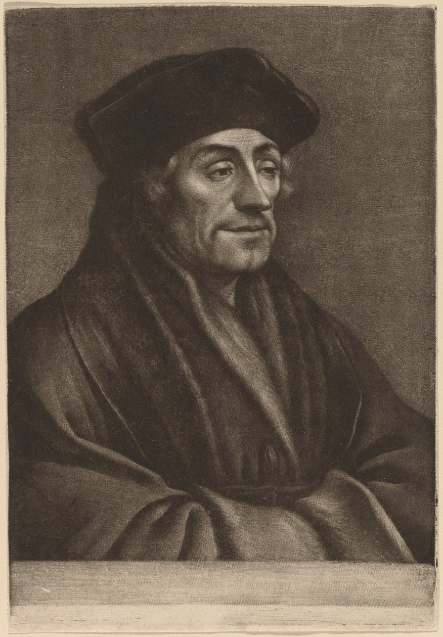 Erasmus norvegian av Wallerant Vaillant after Hans Holbein the Younger