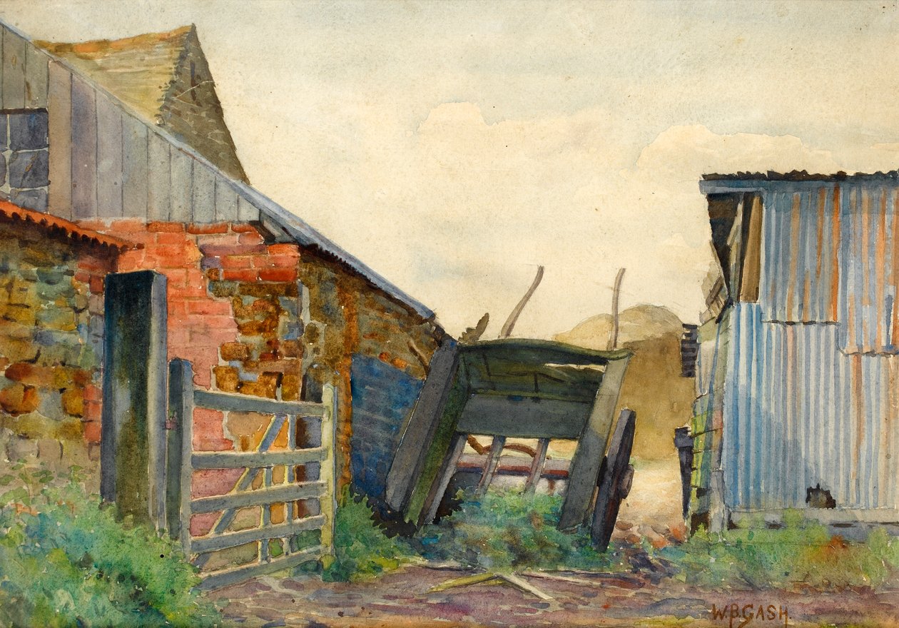Scene i et gårdstun av Walter Bonner Gash