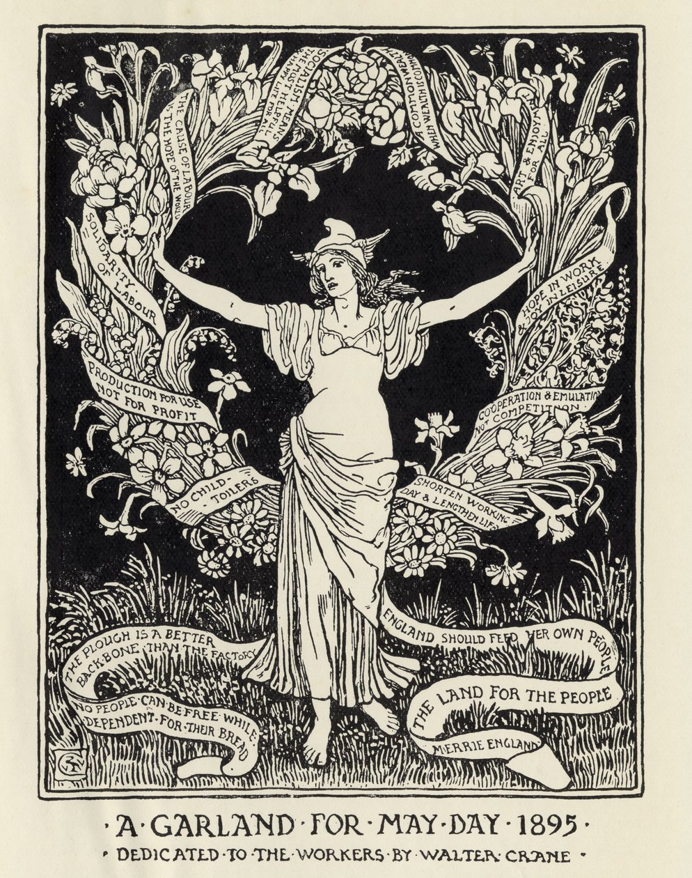 En krans for 1. mai, 1895 av Walter Crane