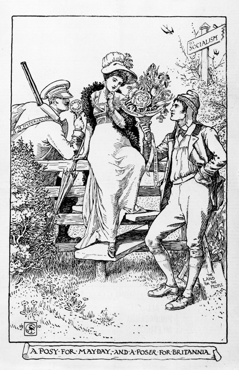 A Posy for Mayday og en poser for Britannia, 1910 av Walter Crane
