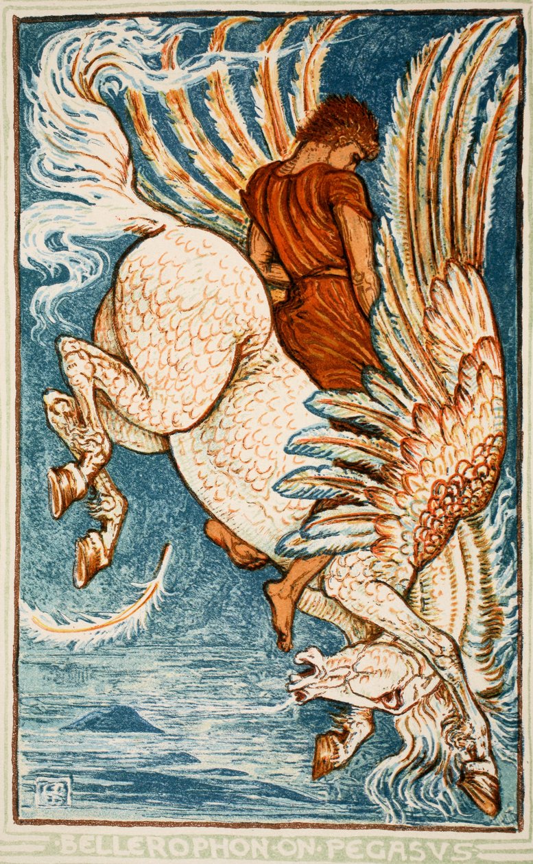 Bellerophon på Pegasus, illustrasjon fra 