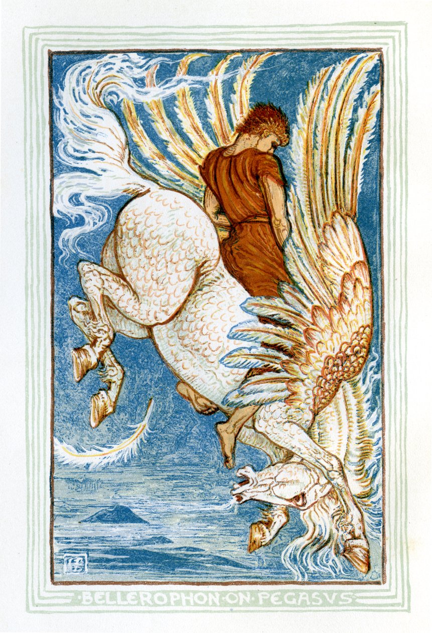 Bellerophon som kjører Pegasus av Walter Crane