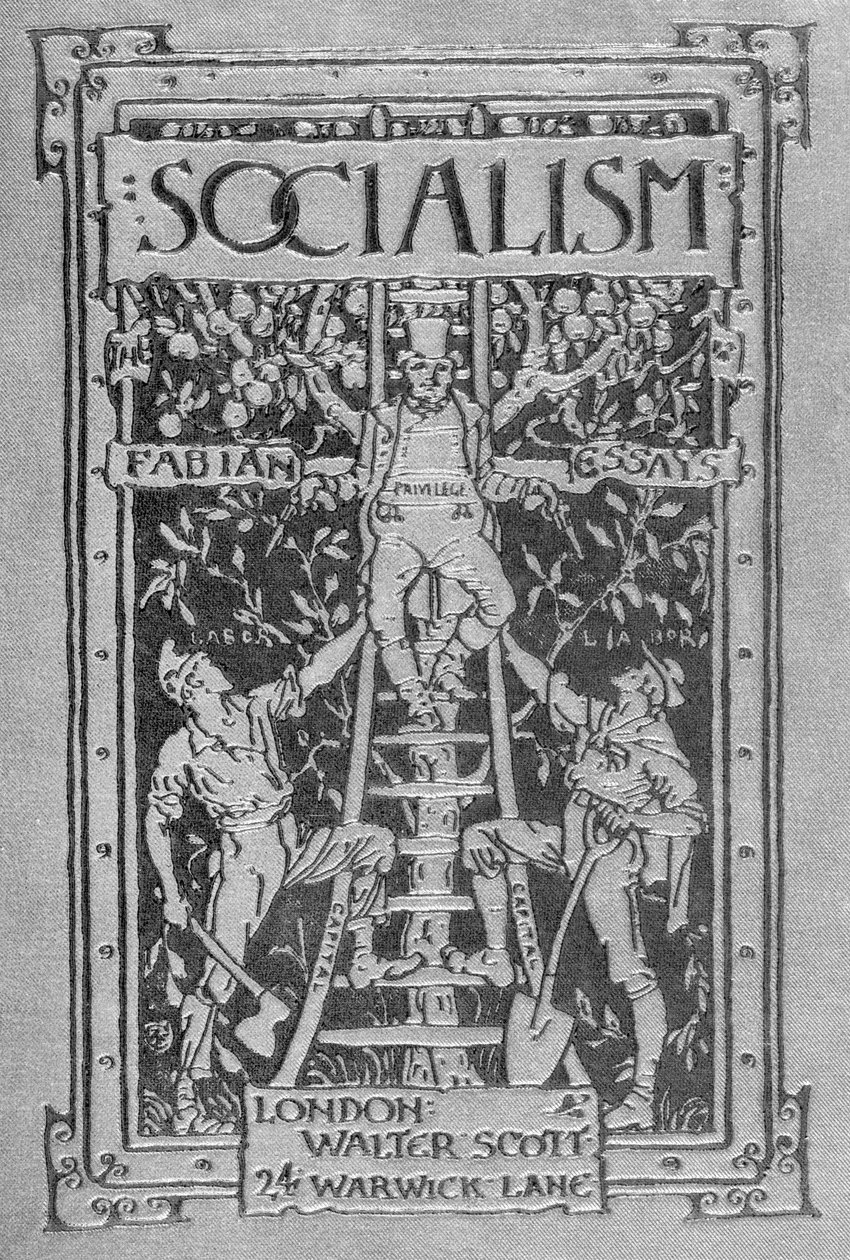Omslag av sosialisme: Fabian Essays, 1889 av Walter Crane
