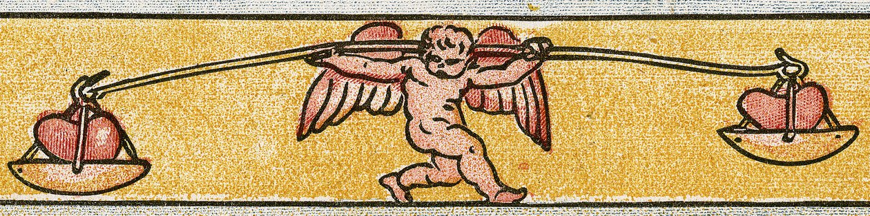Eros balanserer to hjerter, 1884 av Walter Crane