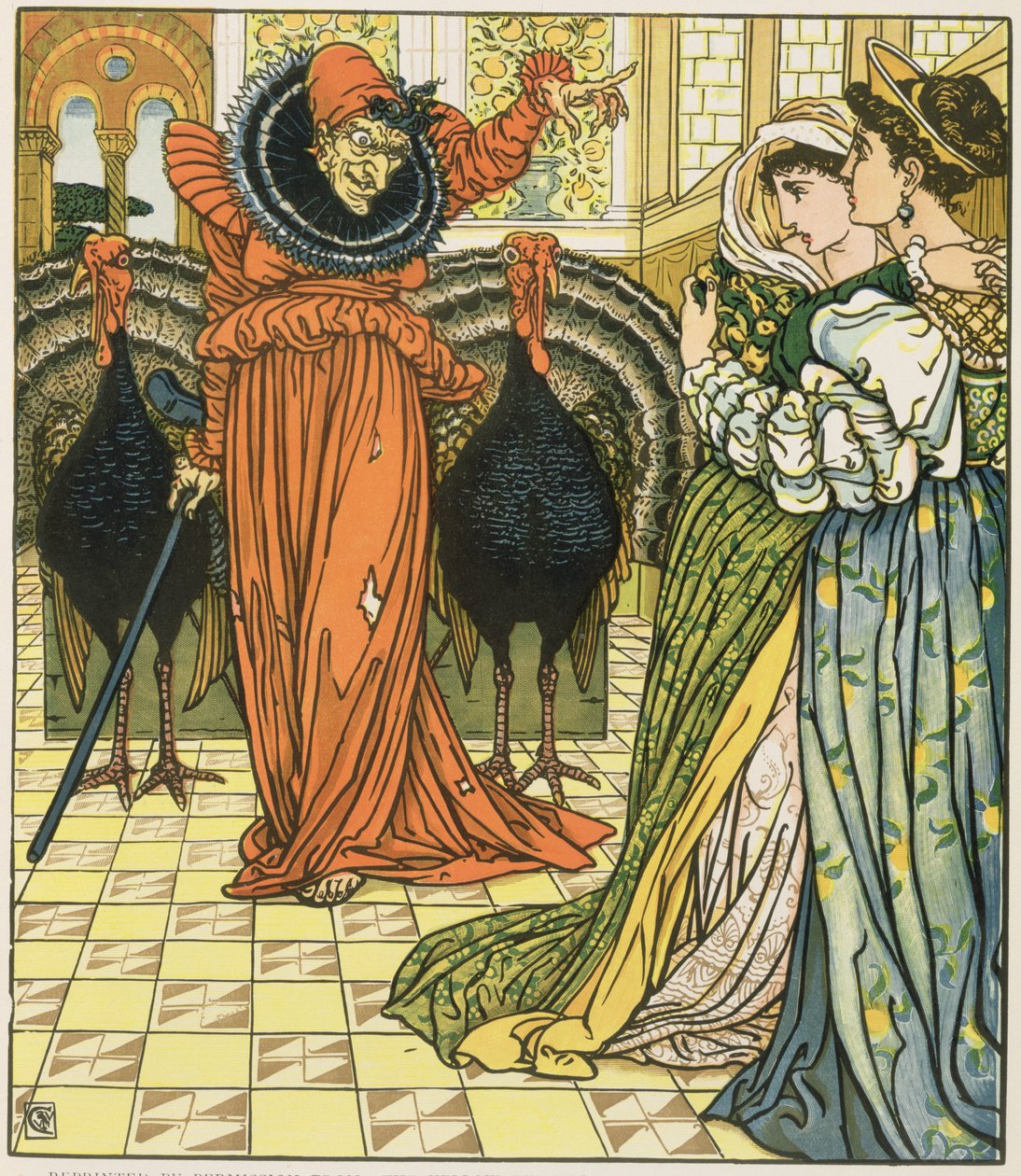 Illustrasjon fra Den gule dvergen, første utgave av Walter Crane
