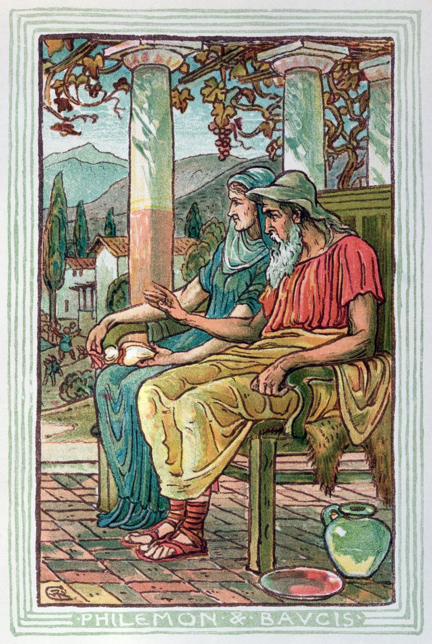 Philemon og Baucis, fra en bok om greske legender og mytologi, utgitt i London i 1910 av Walter Crane