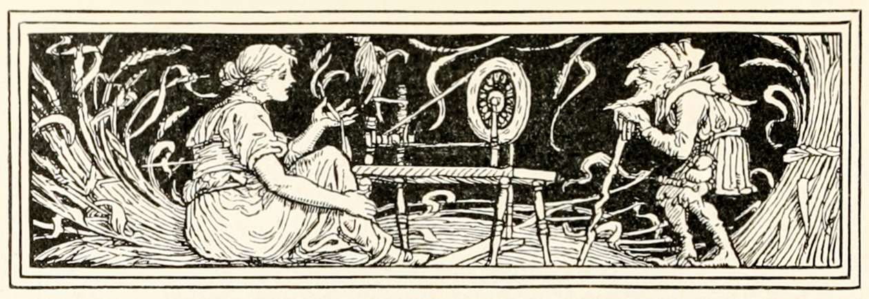 Rumpelstiltskin og Millers datter? fra ?Rumpelstiltskin av Walter Crane